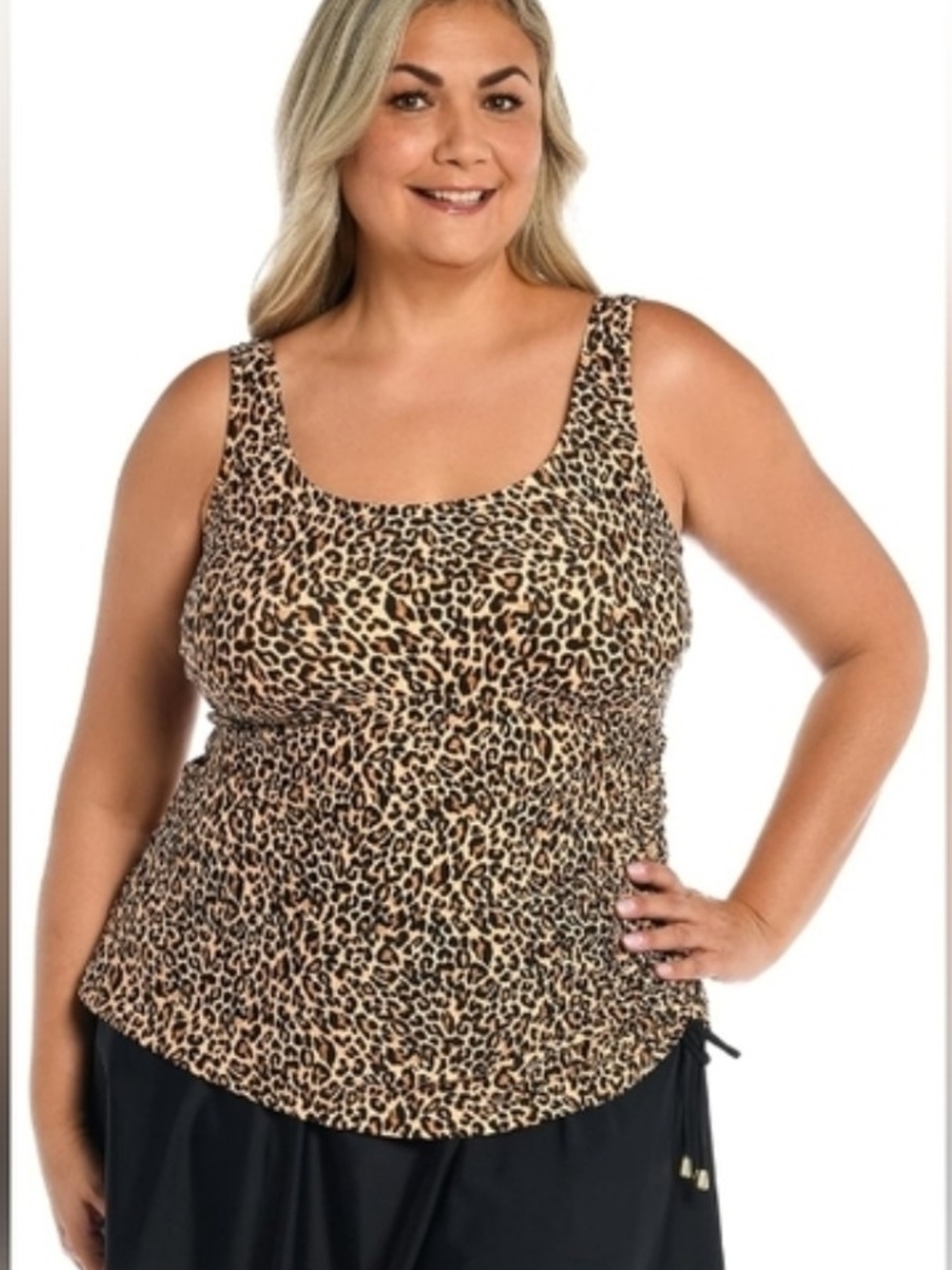 NWOT Maxine of Hollywood Leopard Swim Suit One Piece Swimsuit Womens Scoop Neck